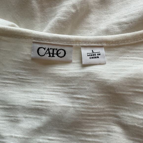 Cato Bone Crochet Tiered Scallop Scoop Neck Tank L - Picture 6 of 9